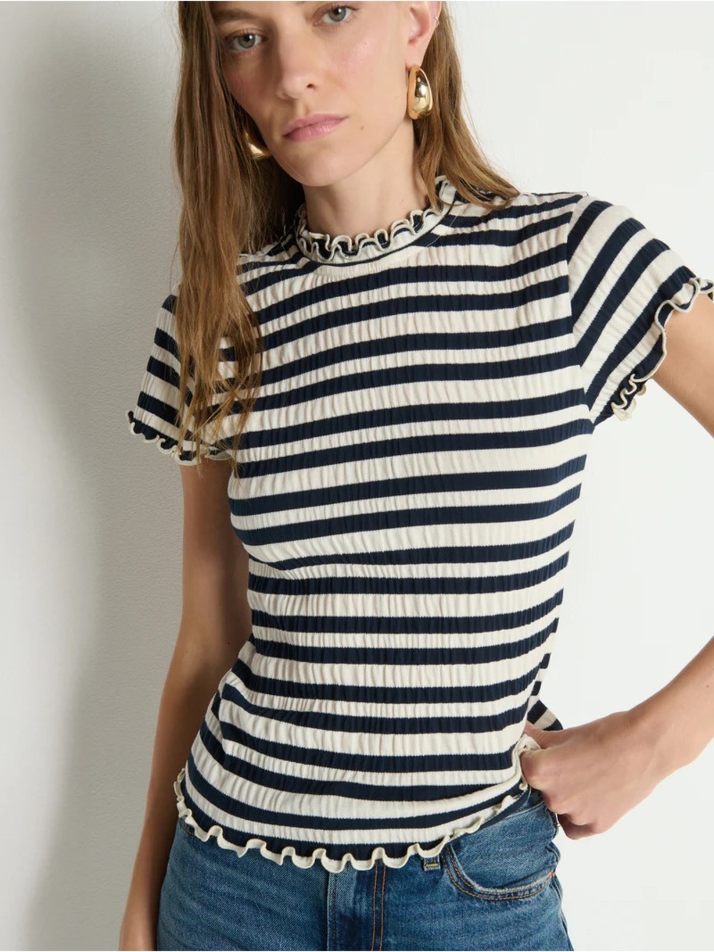 Nation LA Anthropologie Natalia Top in Crinkle Stripe